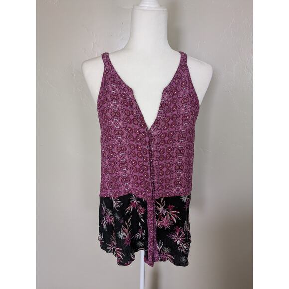 Angels Forever Young Y2K Tank Juniors XL Bohemian Purple Rayon Floral Mixed Prin - Picture 8 of 9